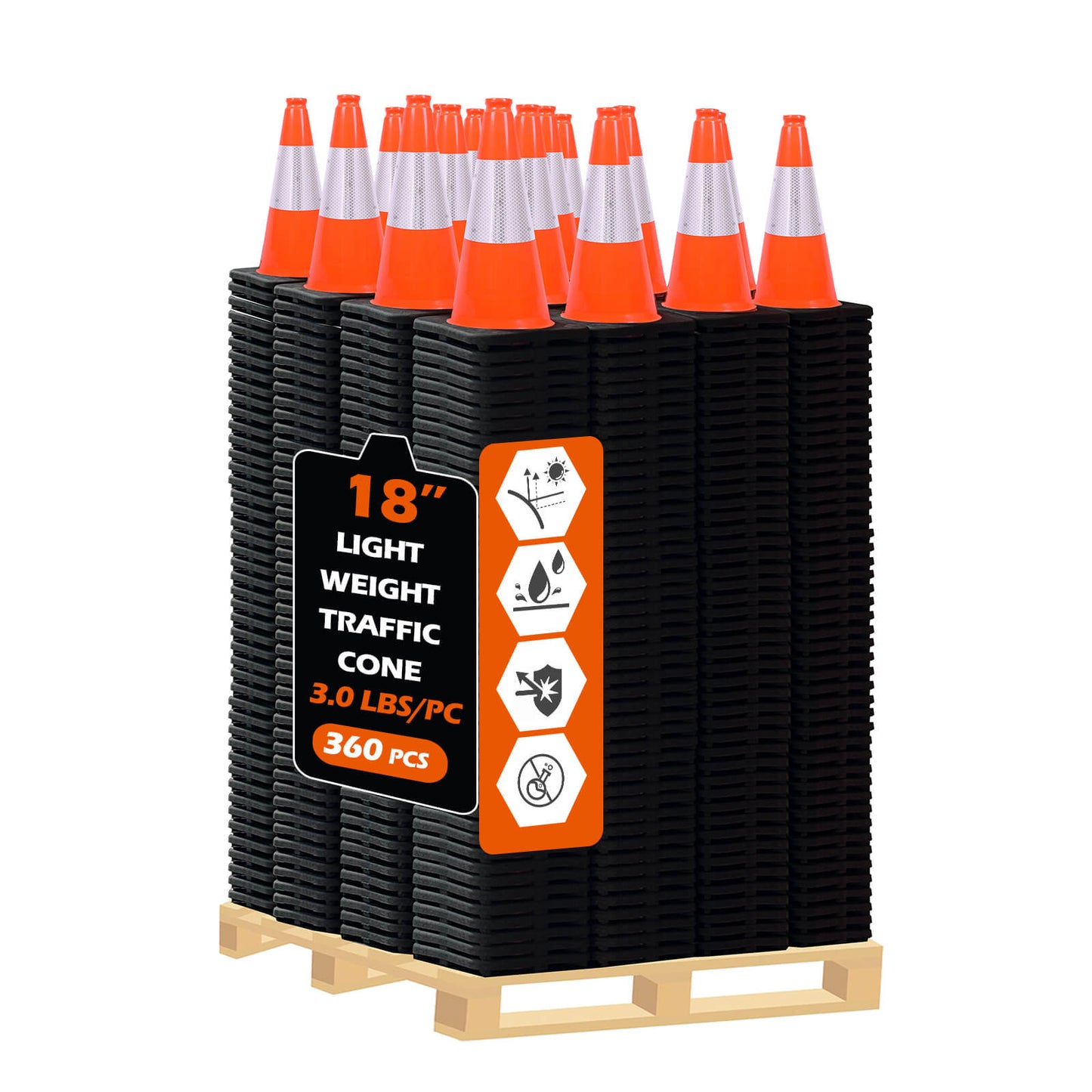 Light Weight Black Base Traffic Cone