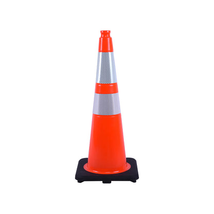 12-36Inch Black Base Traffic Cones with Reflective Stripe