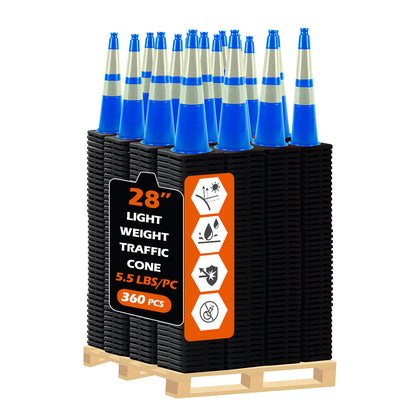 12-36Inch Black Base Traffic Cones with Reflective Stripe