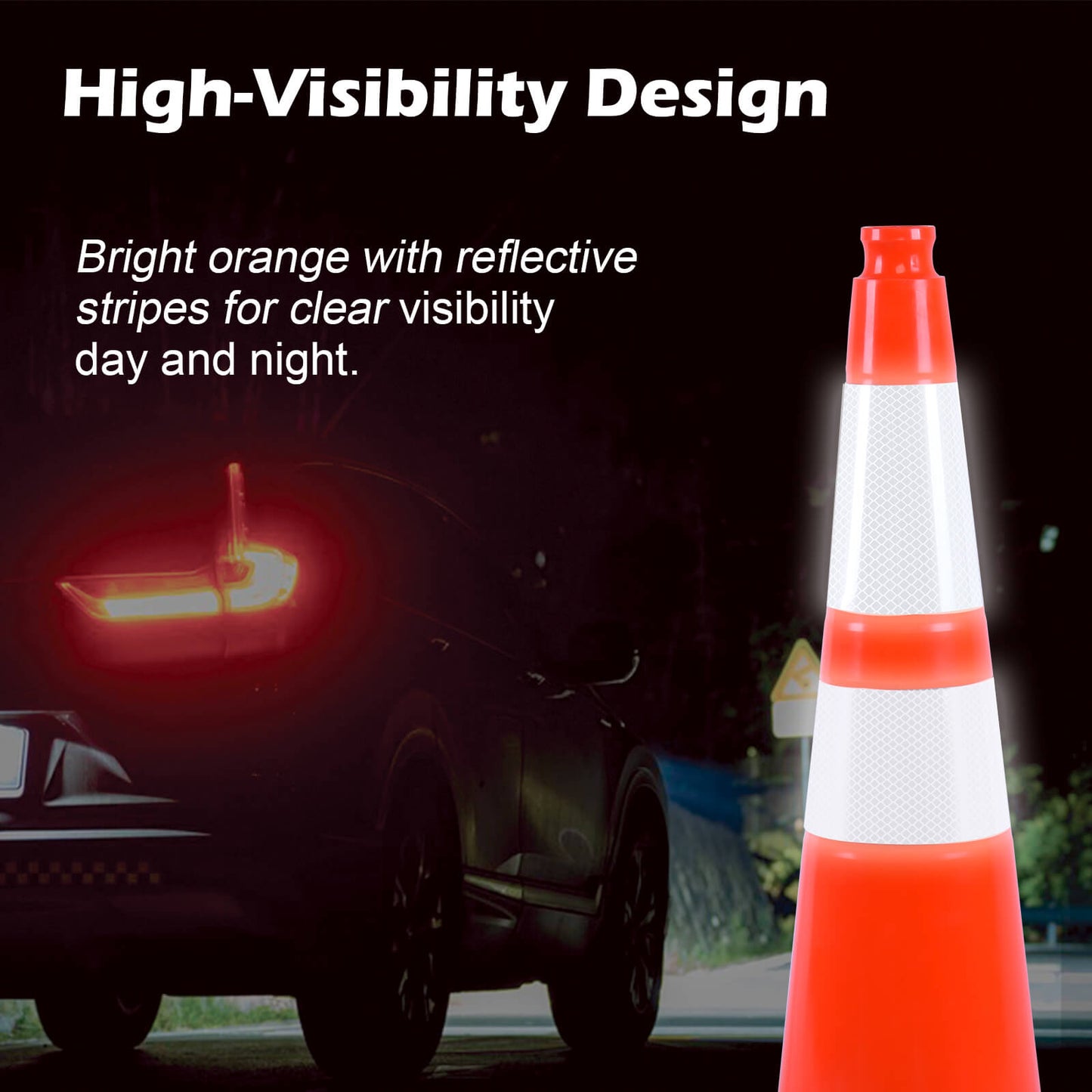 Light Weight Black Base Traffic Cone