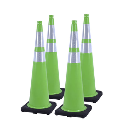 12-36Inch Black Base Traffic Cones with Reflective Stripe