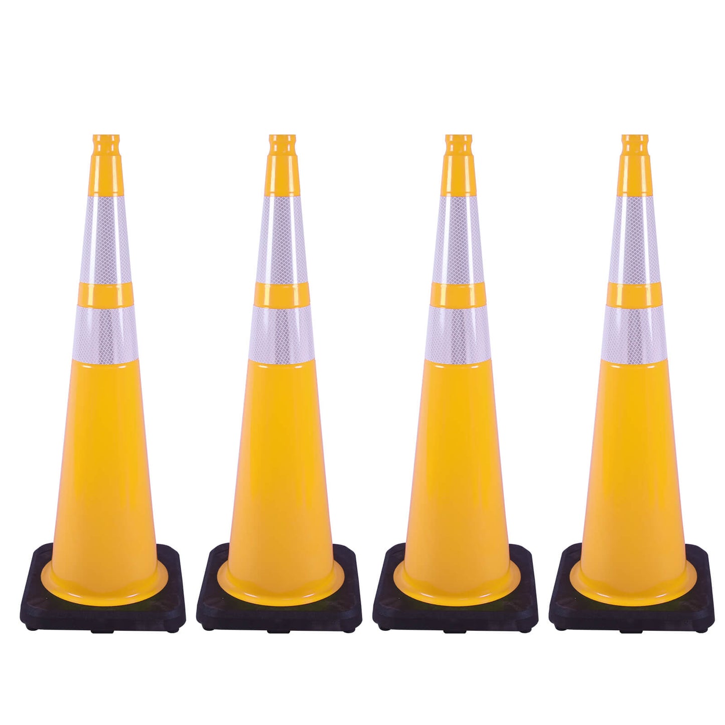 12-36Inch Black Base Traffic Cones with Reflective Stripe