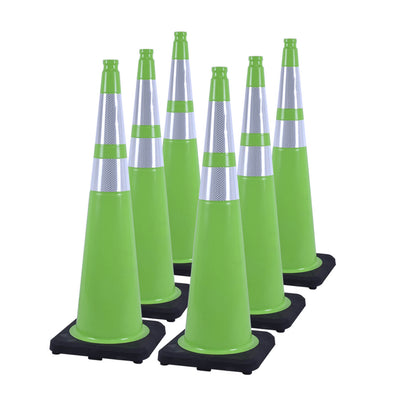 12-36Inch Black Base Traffic Cones with Reflective Stripe