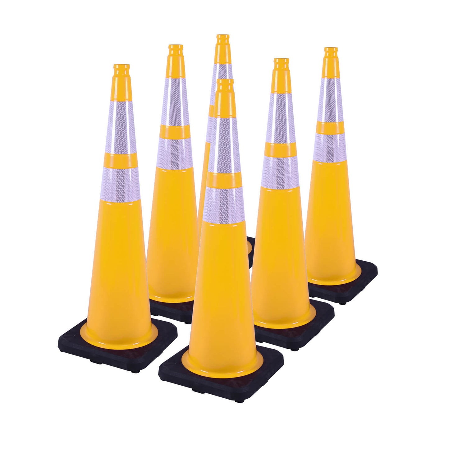 12-36Inch Black Base Traffic Cones with Reflective Stripe