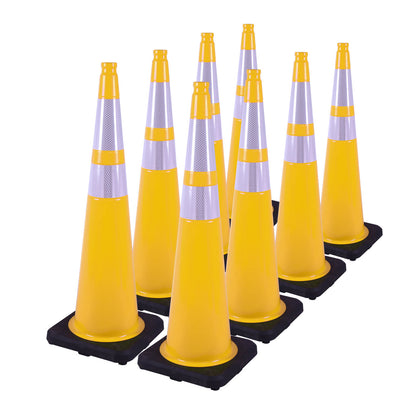 12-36Inch Black Base Traffic Cones with Reflective Stripe