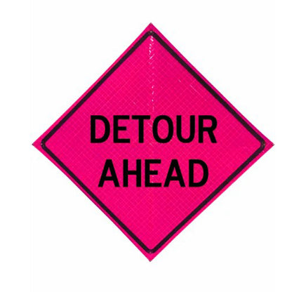 48" Reflective Pink Vinyl Roll-Up Sign