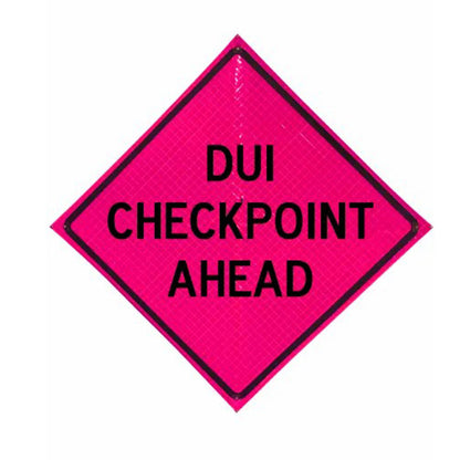 48" Reflective Pink Vinyl Roll-Up Sign