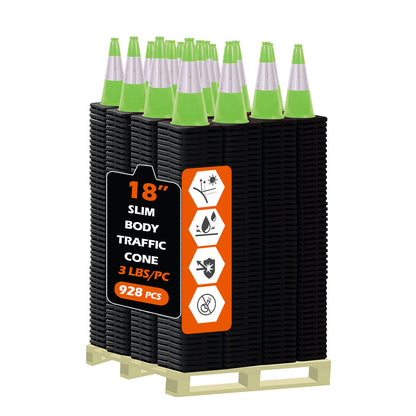 Slim Body MUTCD Black Base Traffic Cone