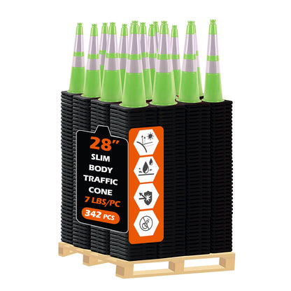 Slim Body MUTCD Black Base Traffic Cone