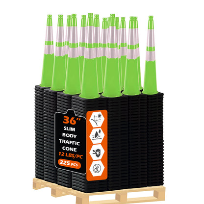 Slim Body MUTCD Black Base Traffic Cone