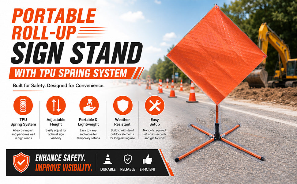 Portable Roll-Up Sign Stand with Spring System