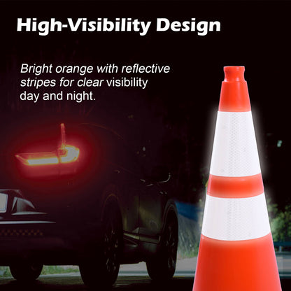 Wide Body MUTCD Black Base Traffic Cone