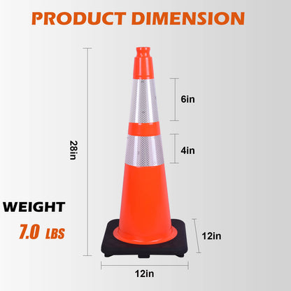 Slim Body MUTCD Black Base Traffic Cone