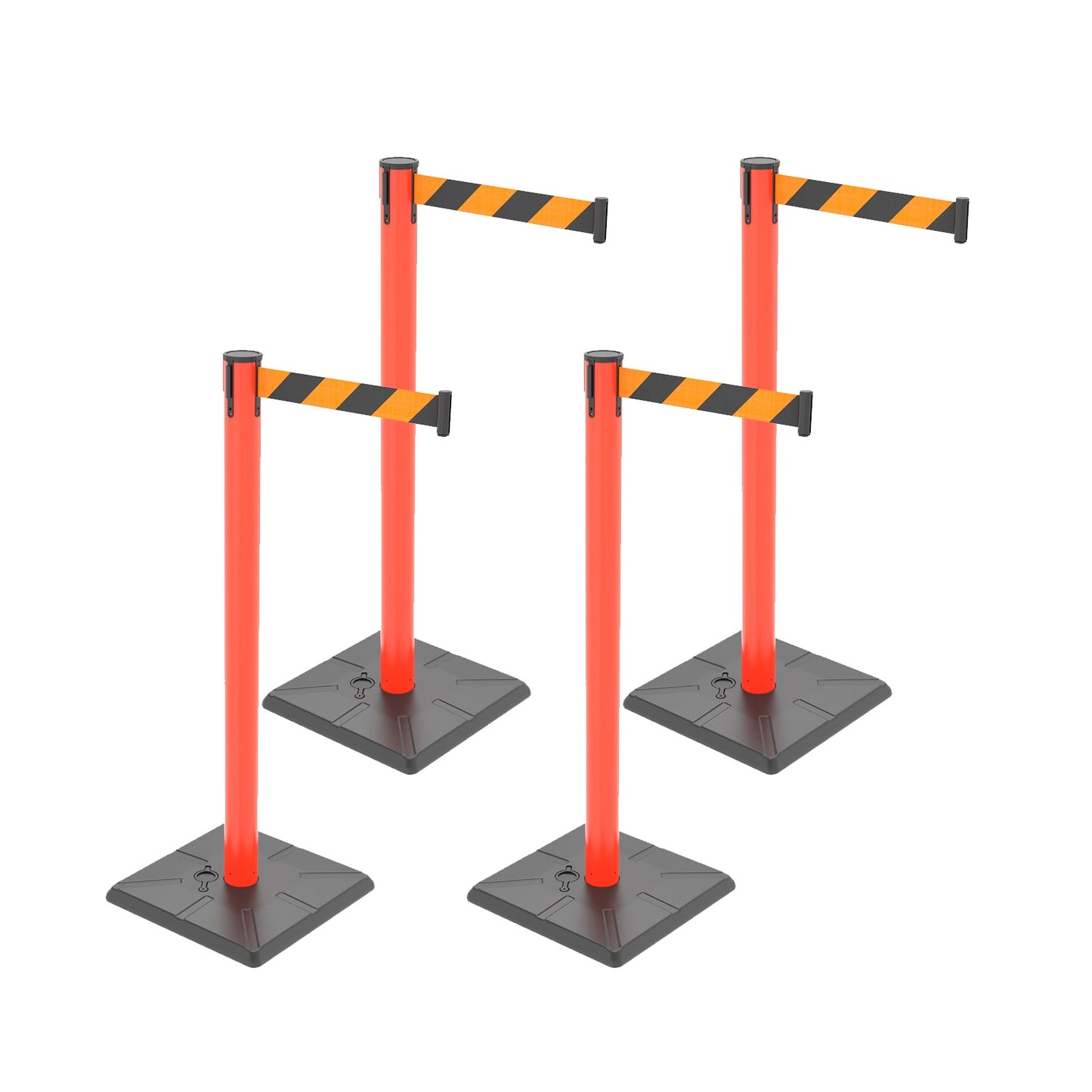 4-Pack 10ft Retractable Belt Stanchion Post