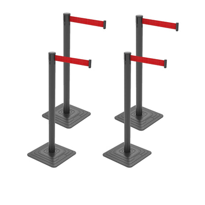 4-Pack 10ft Retractable Belt Stanchion Post