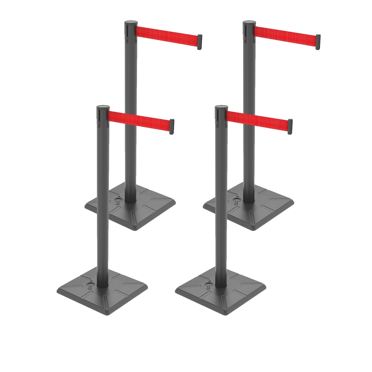 4-Pack 10ft Retractable Belt Stanchion Post