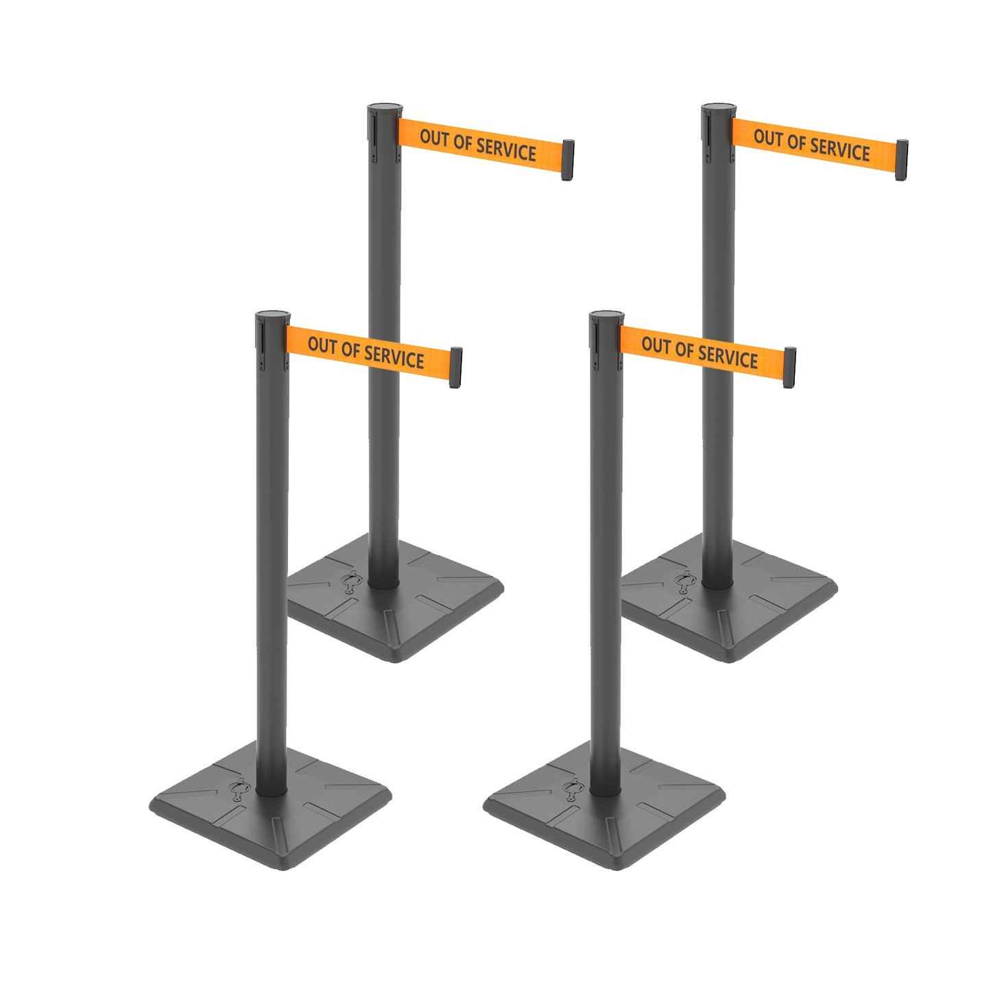 4-Pack 10ft Retractable Belt Stanchion Post
