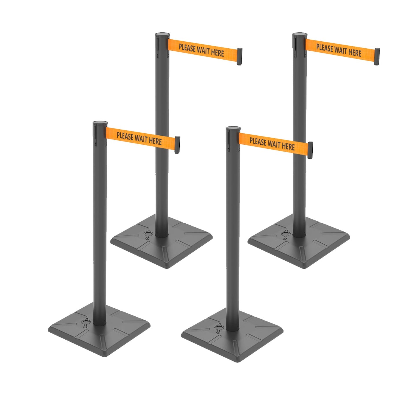 4-Pack 10ft Retractable Belt Stanchion Post