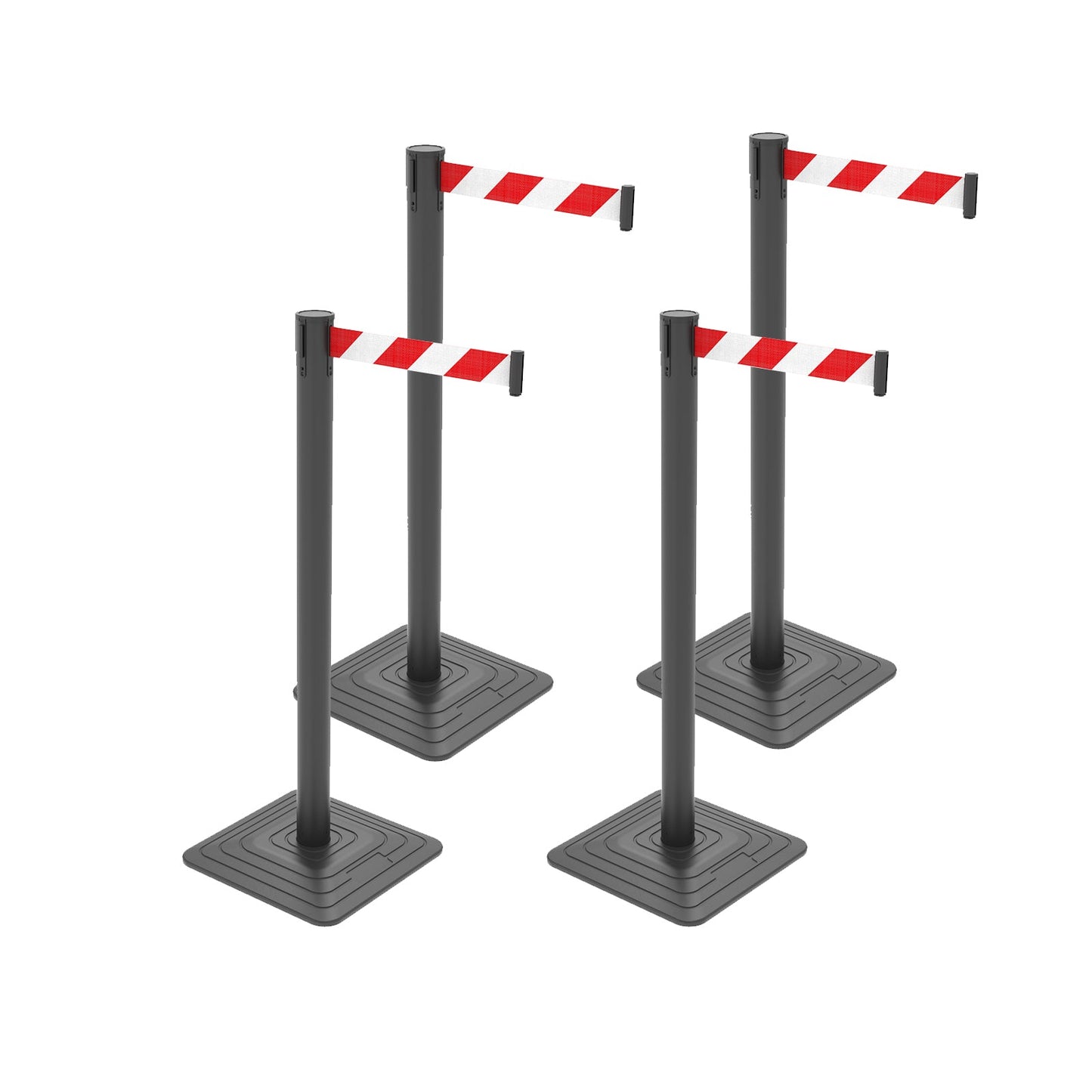 4-Pack 10ft Retractable Belt Stanchion Post