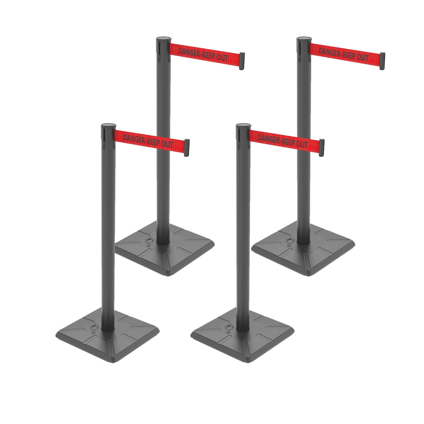 4-Pack 10ft Retractable Belt Stanchion Post