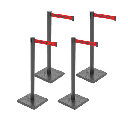 4-Pack 10ft Retractable Belt Stanchion Post