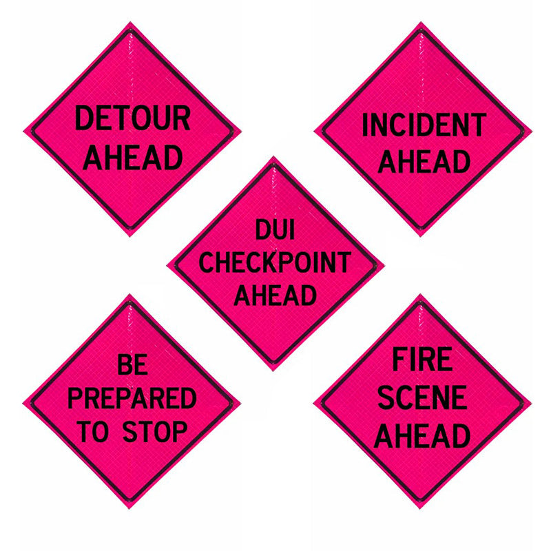 48" Reflective Pink Vinyl Roll-Up Sign