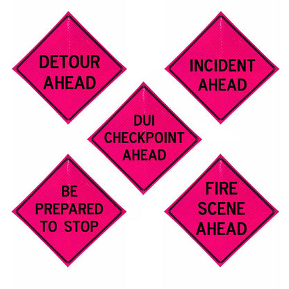 48" Reflective Pink Vinyl Roll-Up Sign